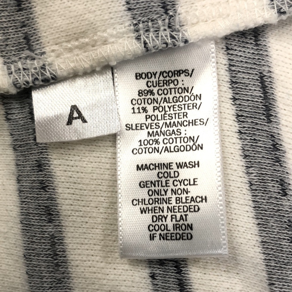 LOU & GREY Anthropologie Moto Jacket Grey & White Stripes Assymetrical Zip sz L - Picture 11 of 13